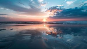 Sonnenuntergang Omaha Beach D-Day Normandie Reflexion